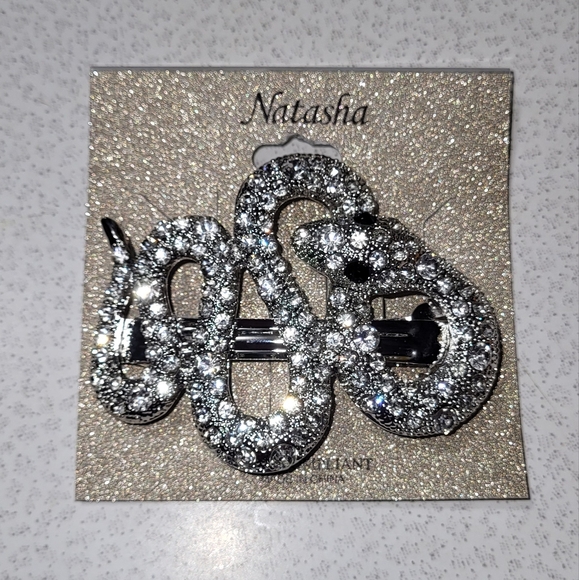 Natasha Couture Snake Silver Gem Hairclip LP Rt LM - Picture 3 of 6